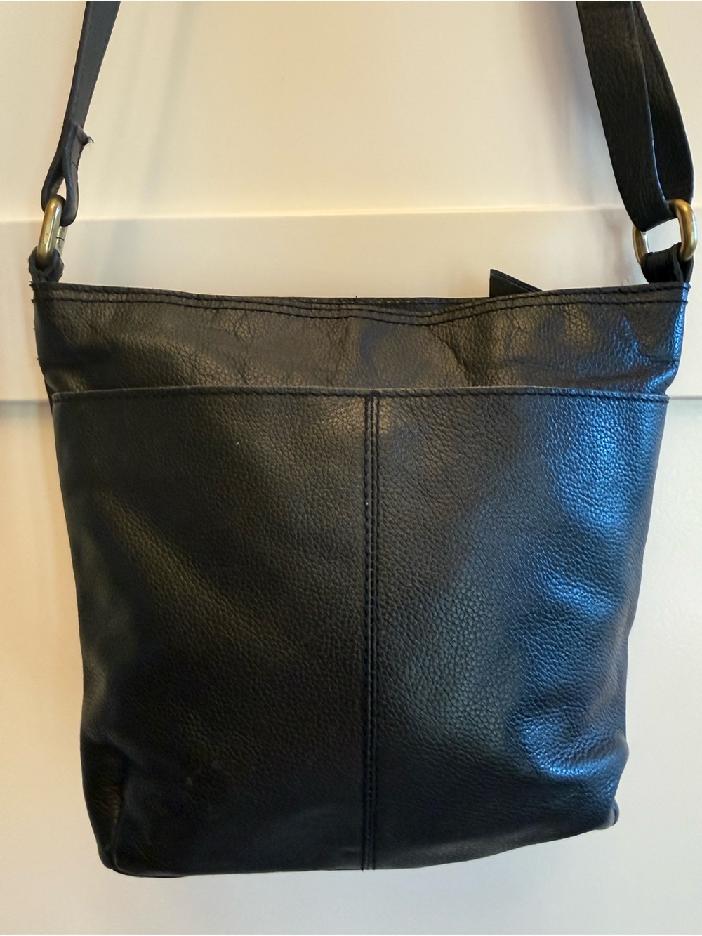 Vintage Børn Black 100% Leather Crossbody Bag Pebbled Shoulder Purse